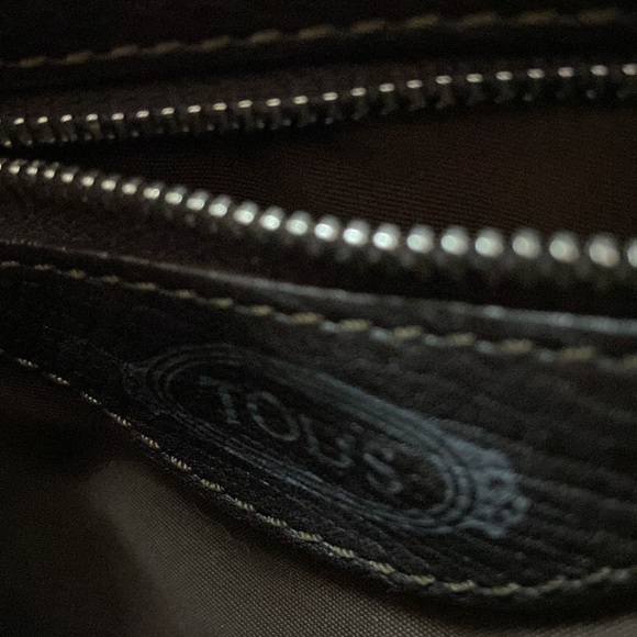 Tod’s leather and fabric purse bag - pockets and chrome hardware “T” - Picture 8 of 13